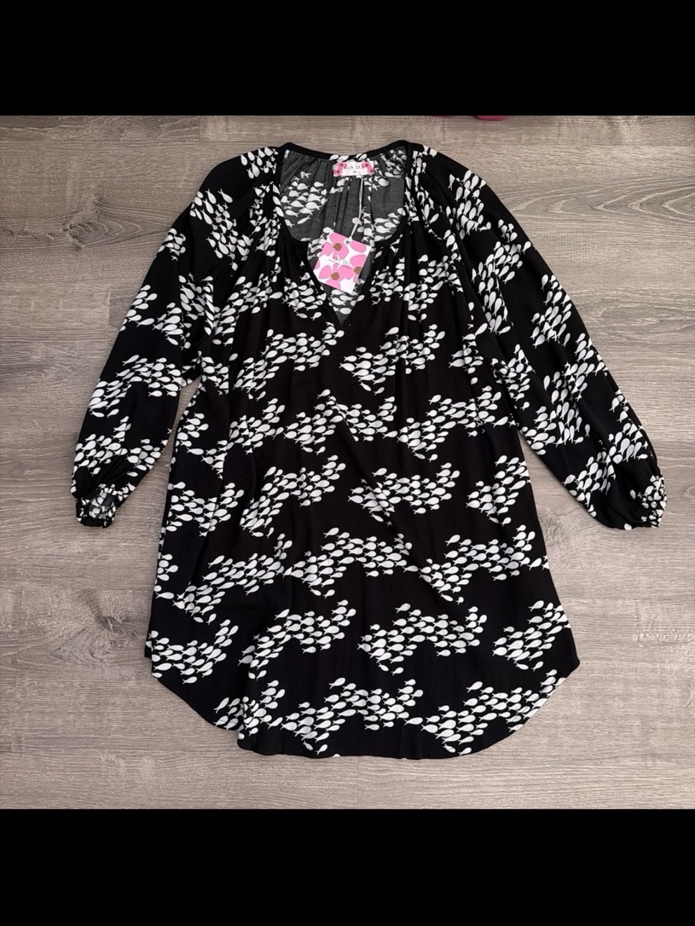 Ava Sky Fighting Eel Dress Louvre Black Fish XS